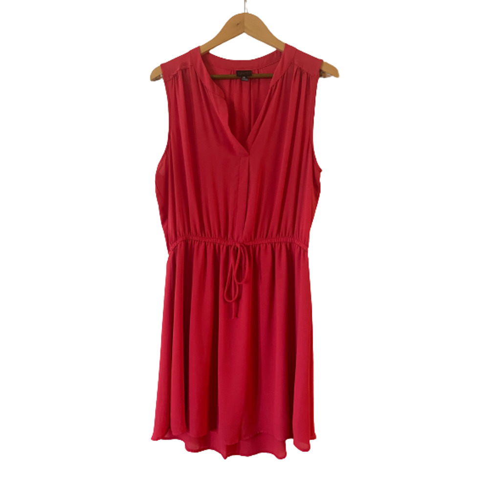 Mod Lusive Size XL Coral Pink Sleeveless Mini Dress Drawstring Tie Waist Summer